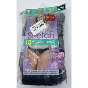 Hanes Bikini Panties Womens Size 2XL 9 Tagless Breathable Stretch Lot Of 8